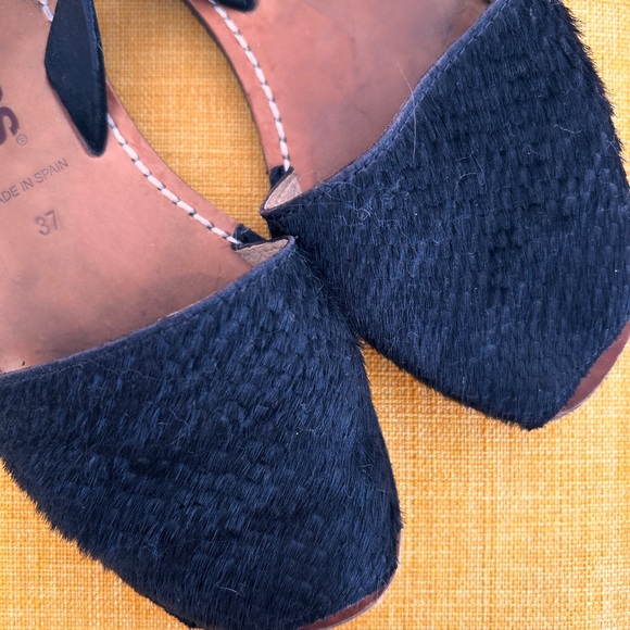 Black Suede Espadrilles Slip-On Summer Flats Size 37 - Picture 2 of 4